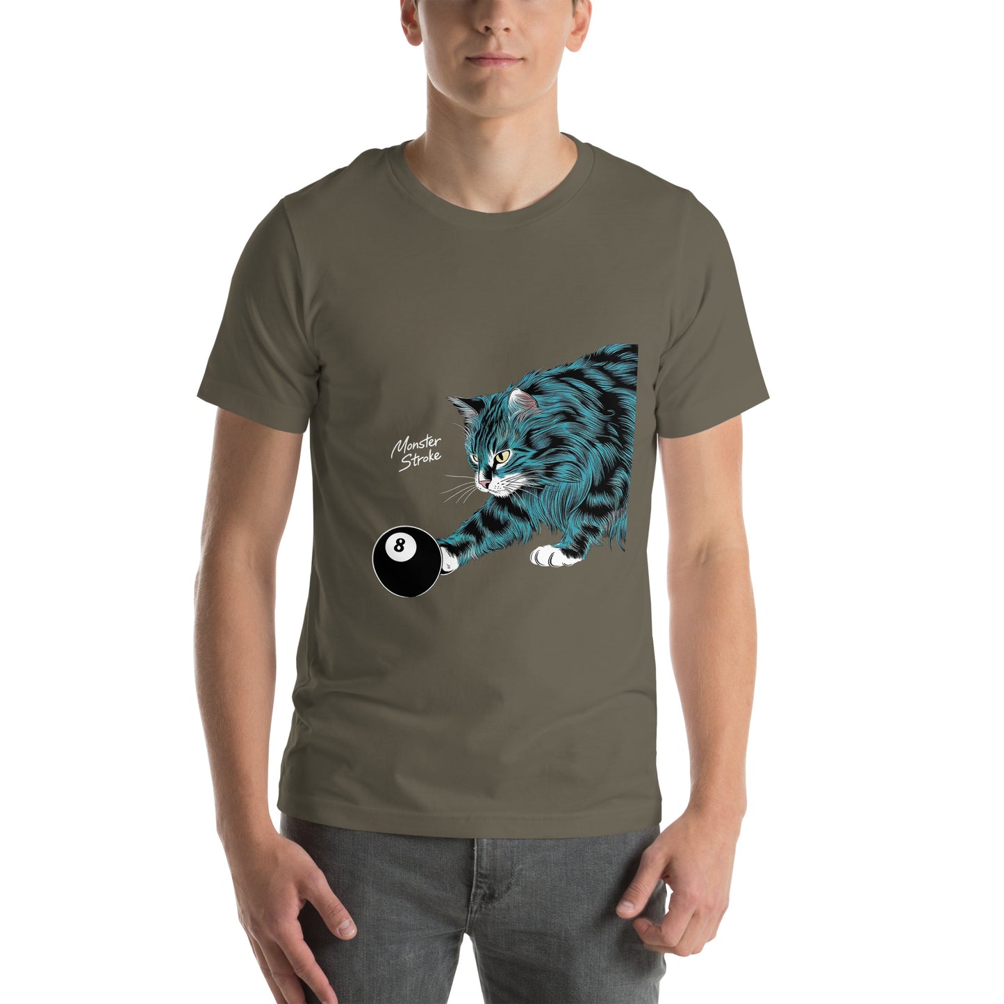 Monster Stroke Cat & 8-ball Unisex t-shirt