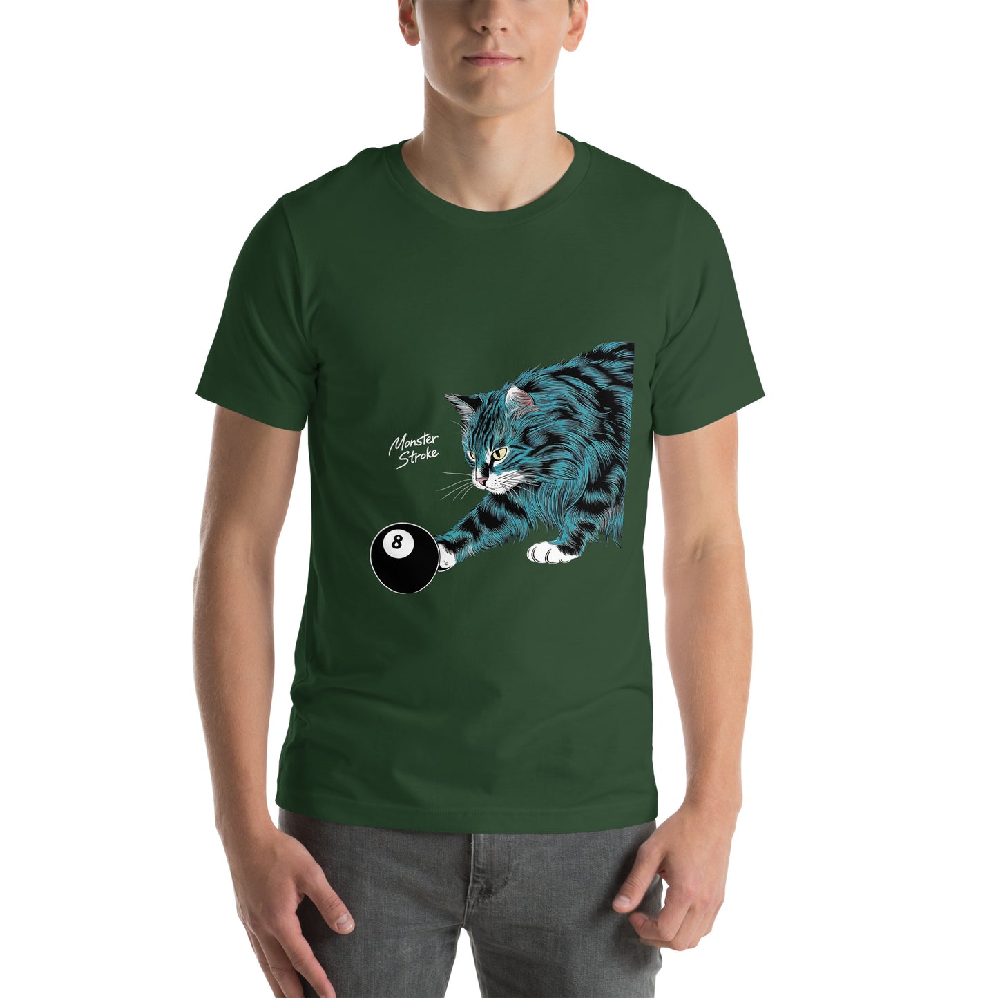 Monster Stroke Cat & 8-ball Unisex t-shirt