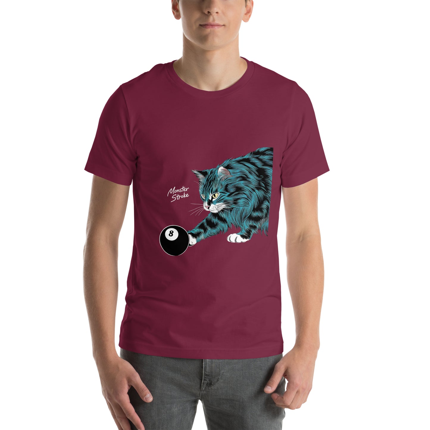 Monster Stroke Cat & 8-ball Unisex t-shirt