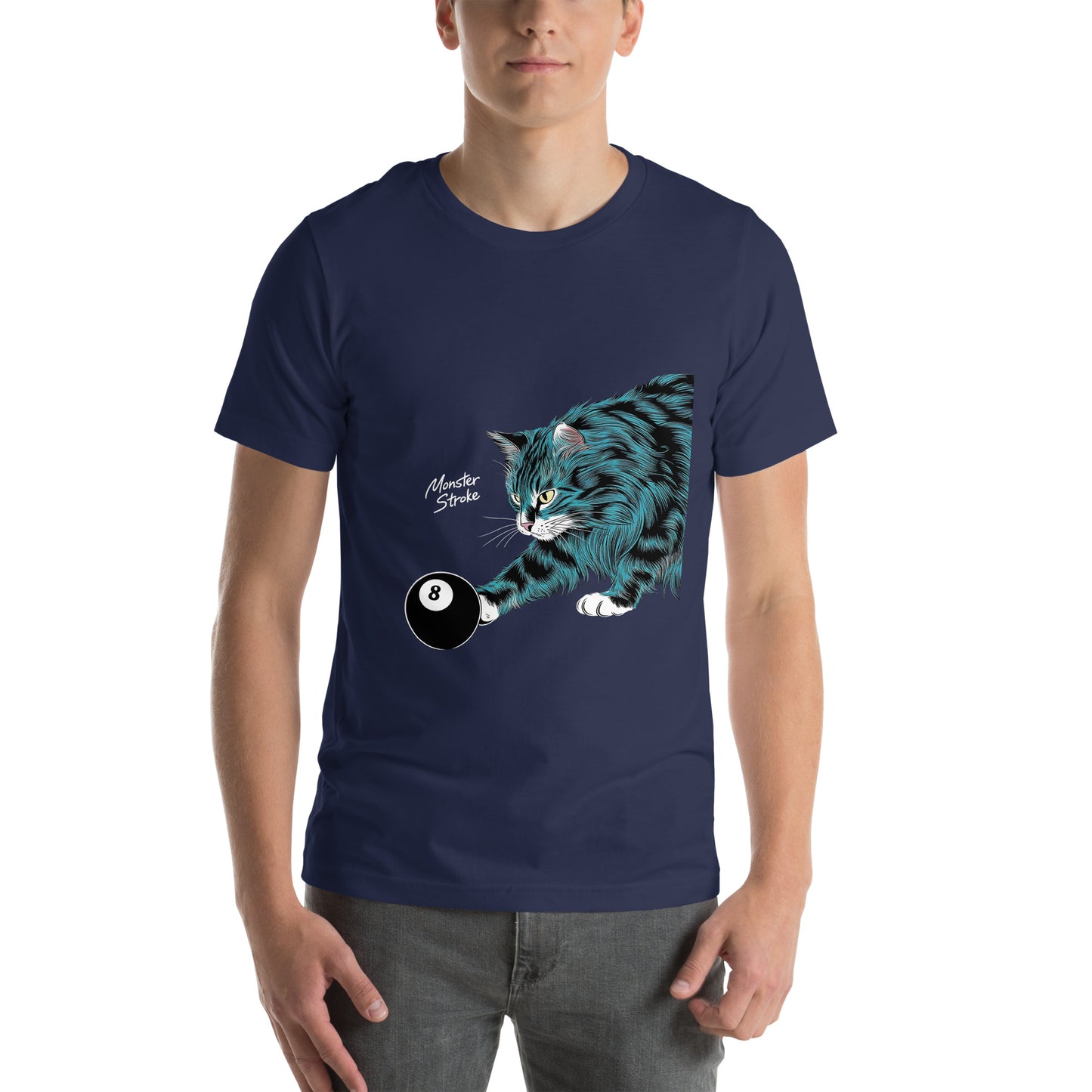 Monster Stroke Cat & 8-ball Unisex t-shirt