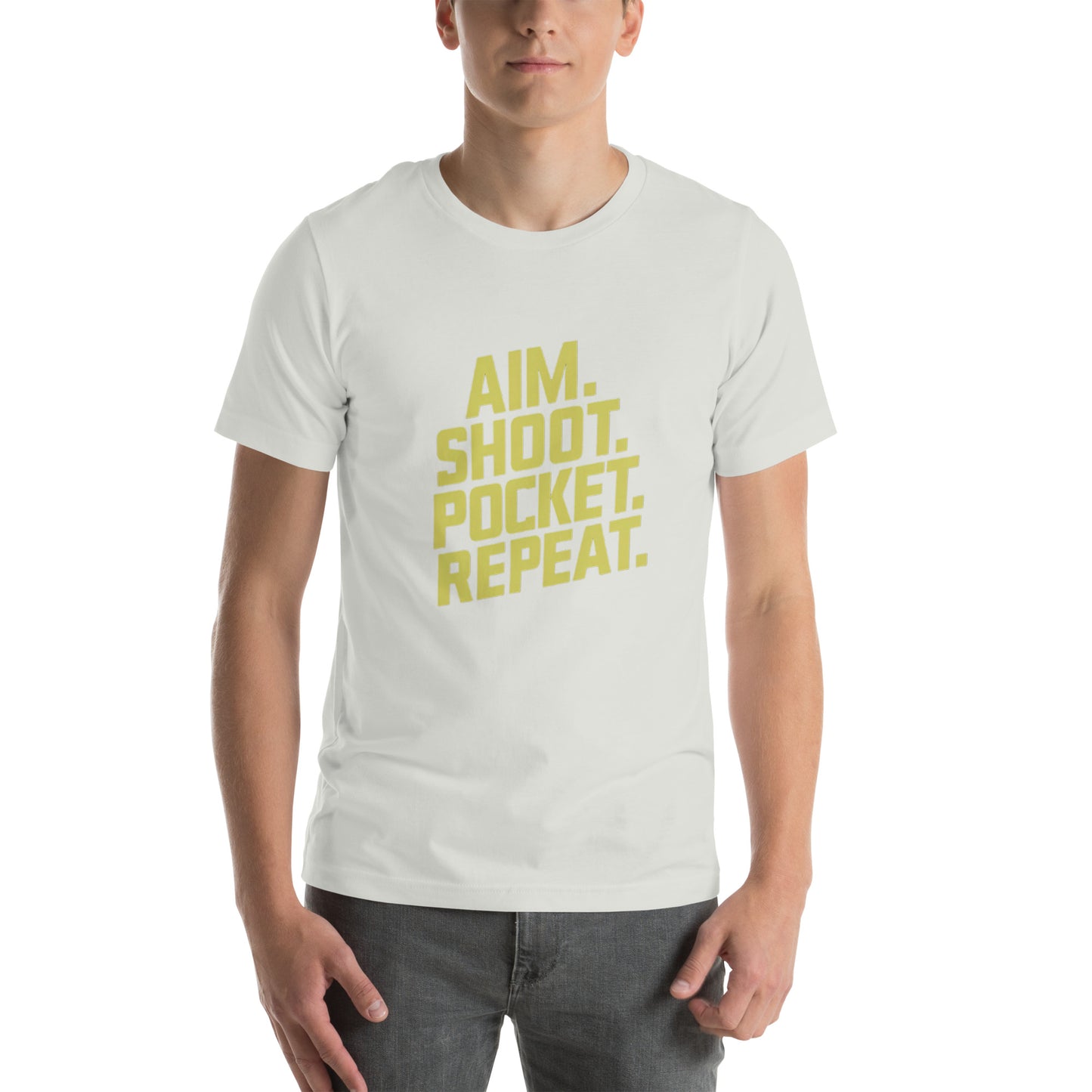 Aim. Shoot. Pocket. Repeat. Unisex t-shirt